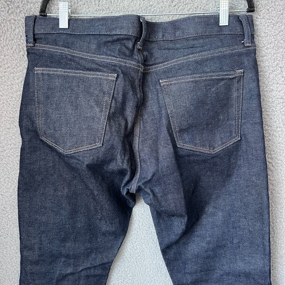 Uniqlo Jeans Mens 36x32 Blue Dark Wash Slim Straight Leg‎ Kaihara Selvedge - Picture 10 of 14
